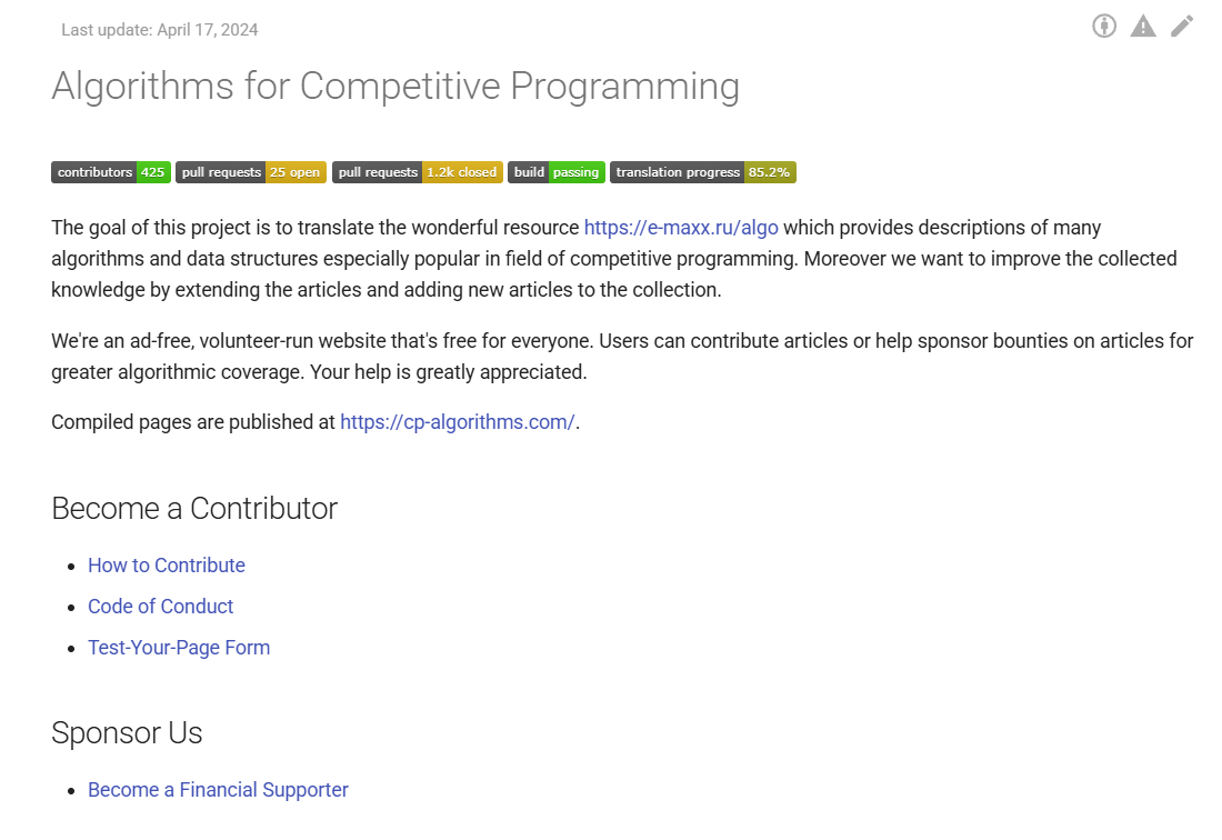 Picture of Open Source Community's project: Competitive Programming Algorithms